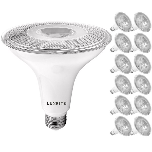 Luxrite PAR38 LED Light Bulbs 15W (120W Equivalent) 1250LM 3000K Soft White Dimmable E26 Base 12-Pack LR31616-12PK